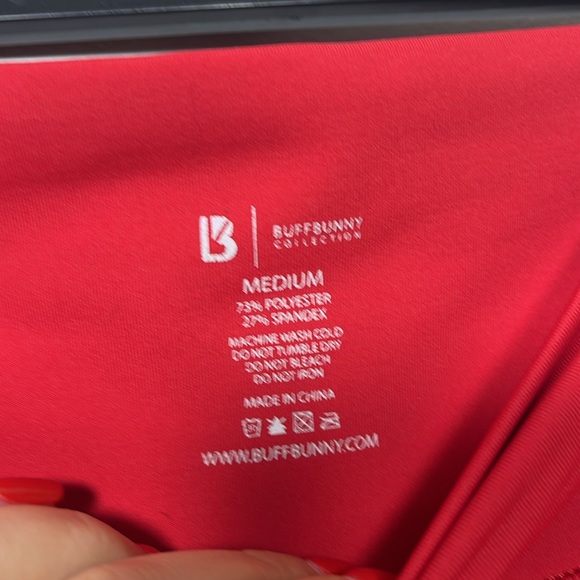 BuffBunny | Red Cross My Heart Leggings Mesh Panel Criss Cross Size Medium - Picture 8 of 8